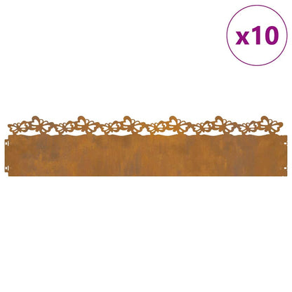Gazonranden 10 pcs Roestig 103 x 0,05 x 22 cm Cortenstaal