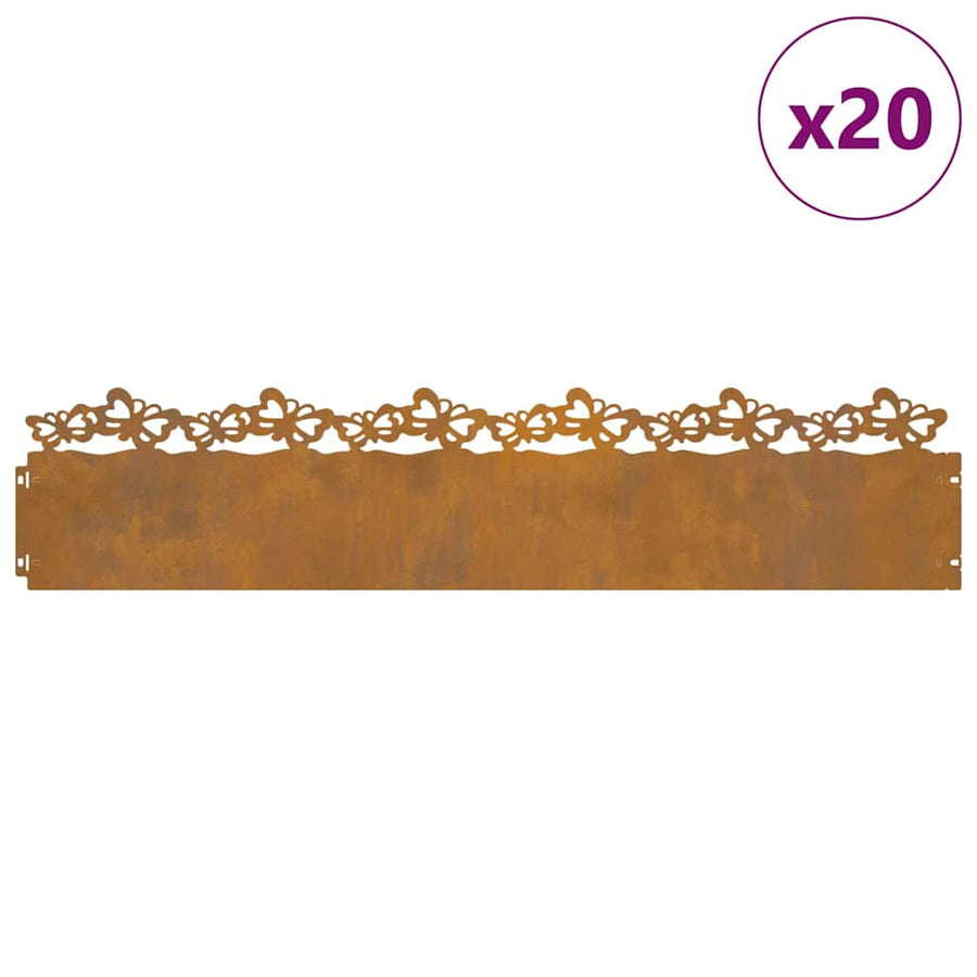 Gazonranden 20 pcs Roestig 103 x 0,05 x 22 cm Cortenstaal