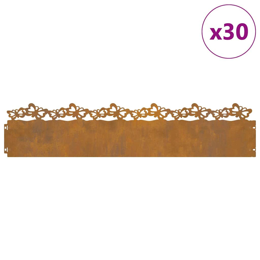 Gazonranden 30 pcs Roestig 103 x 0,05 x 22 cm Cortenstaal