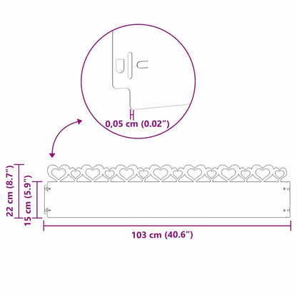 Gazonranden 10 pcs Zwart 103 x 0,05 x 22 cm Staal