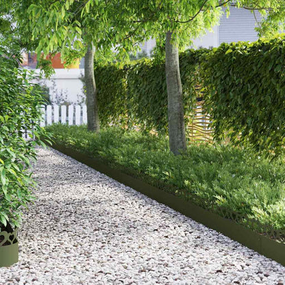 Gazonranden 10 pcs Olijf Groen 103 x 0,05 x 22 cm Staal