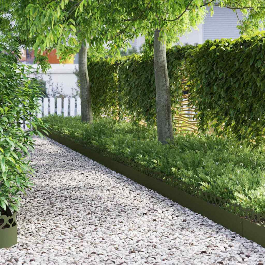 Gazonranden 10 pcs Olijf Groen 103 x 0,05 x 22 cm Staal