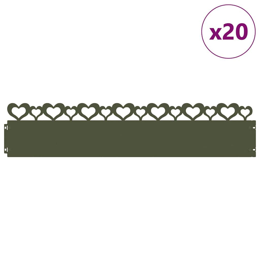 Gazonranden 20 pcs Olijf Groen 103 x 0,05 x 22 cm Staal