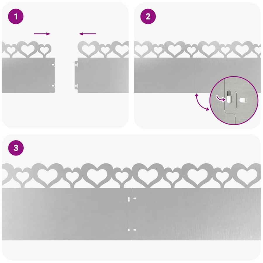 Gazonranden 10 pcs Zilver 103 x 0,05 x 22 cm Roestvrij staal