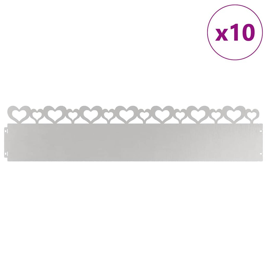 Gazonranden 10 pcs Zilver 103 x 0,05 x 22 cm Roestvrij staal
