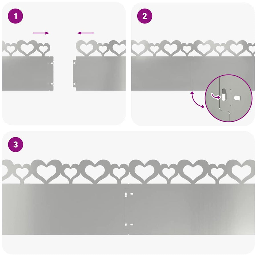 Gazonranden 10 pcs Zilver 103 x 0,05 x 22 cm