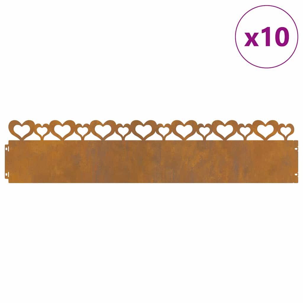 Gazonranden 10 pcs Roestig 103 x 0,05 x 22 cm Cortenstaal