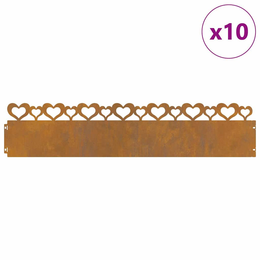 Gazonranden 10 pcs Roestig 103 x 0,05 x 22 cm Cortenstaal
