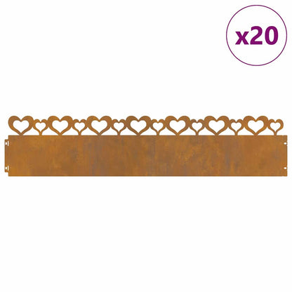 Gazonranden 20 pcs Roestig 103 x 0,05 x 22 cm Cortenstaal