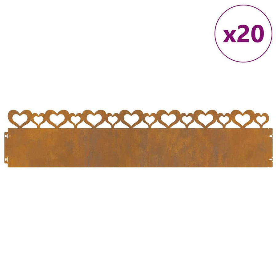 Gazonranden 20 pcs Roestig 103 x 0,05 x 22 cm Cortenstaal