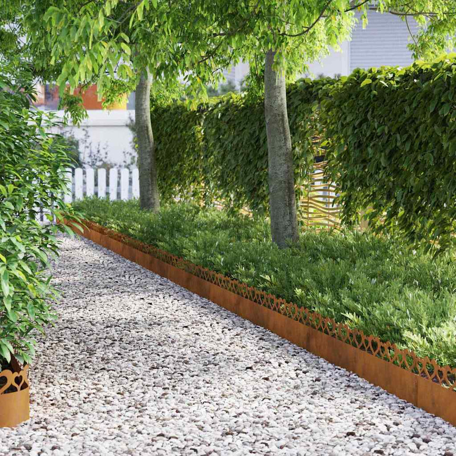 Gazonranden 30 pcs Roestig 103 x 0,05 x 22 cm Cortenstaal