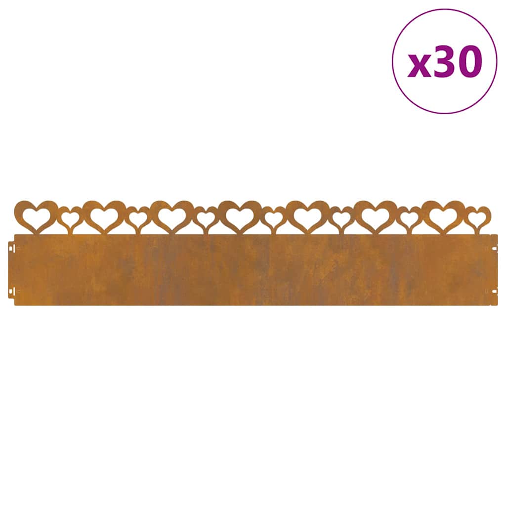 Gazonranden 30 pcs Roestig 103 x 0,05 x 22 cm Cortenstaal