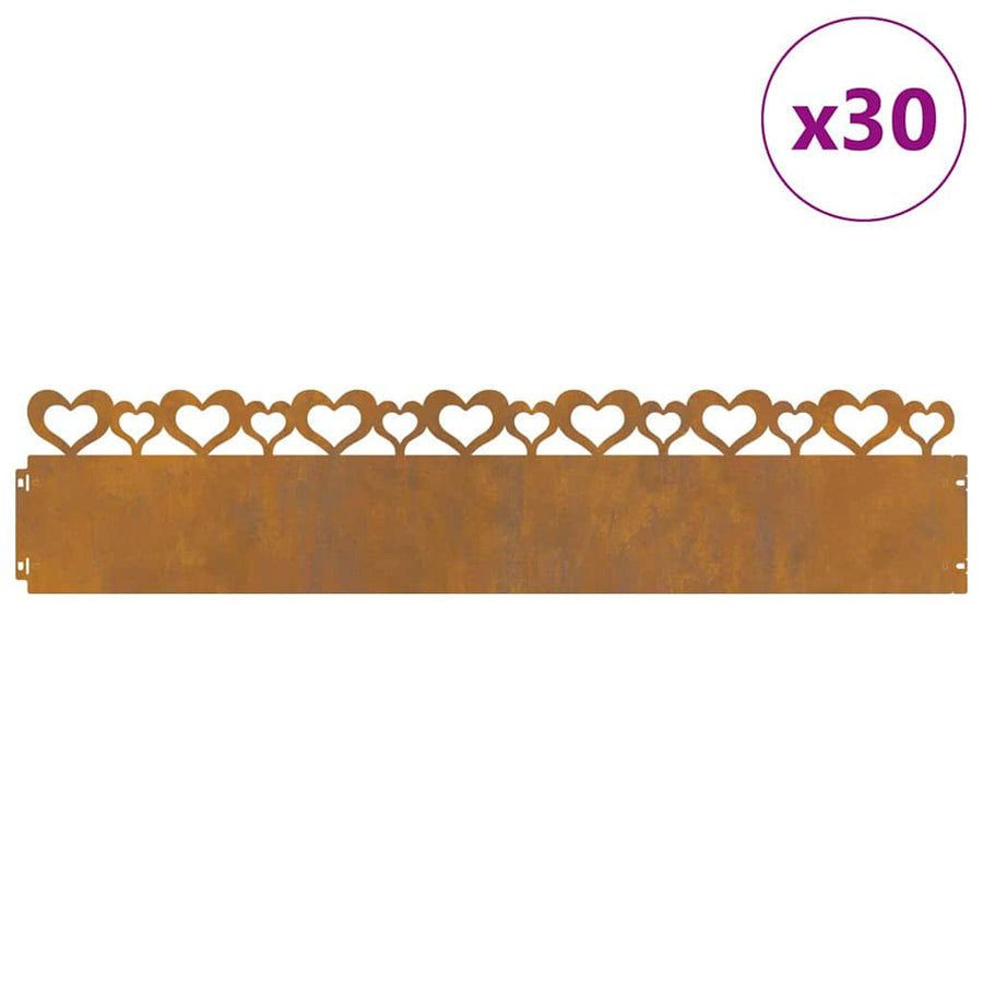 Gazonranden 30 pcs Roestig 103 x 0,05 x 22 cm Cortenstaal