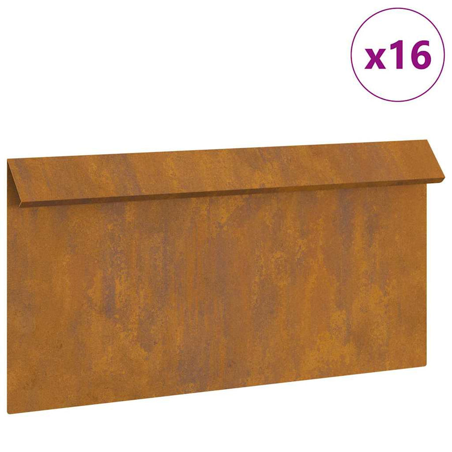 Slakkenhekje 16 pcs Roestig 50 x 3,5 x 25 cm Cortenstaal