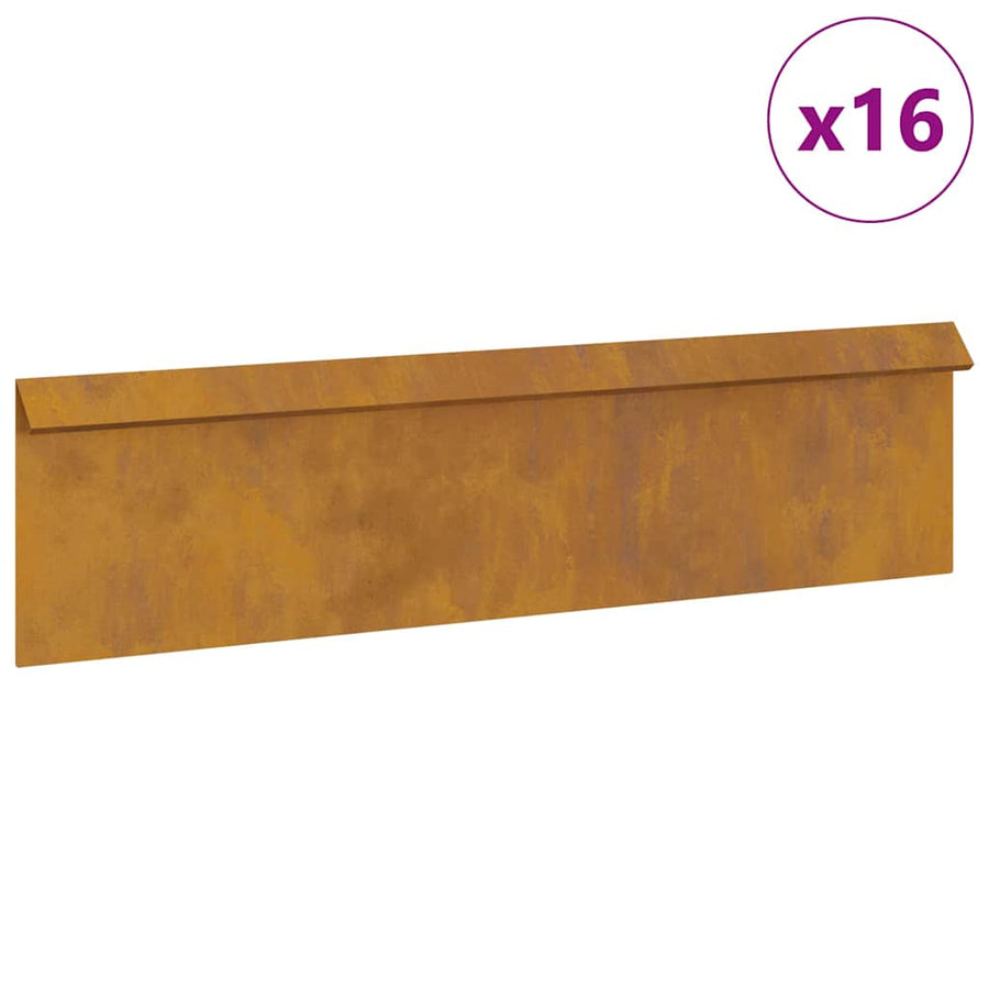 Slakkenhekje 16 pcs Roestig 100 x 3,5 x 25 cm Cortenstaal