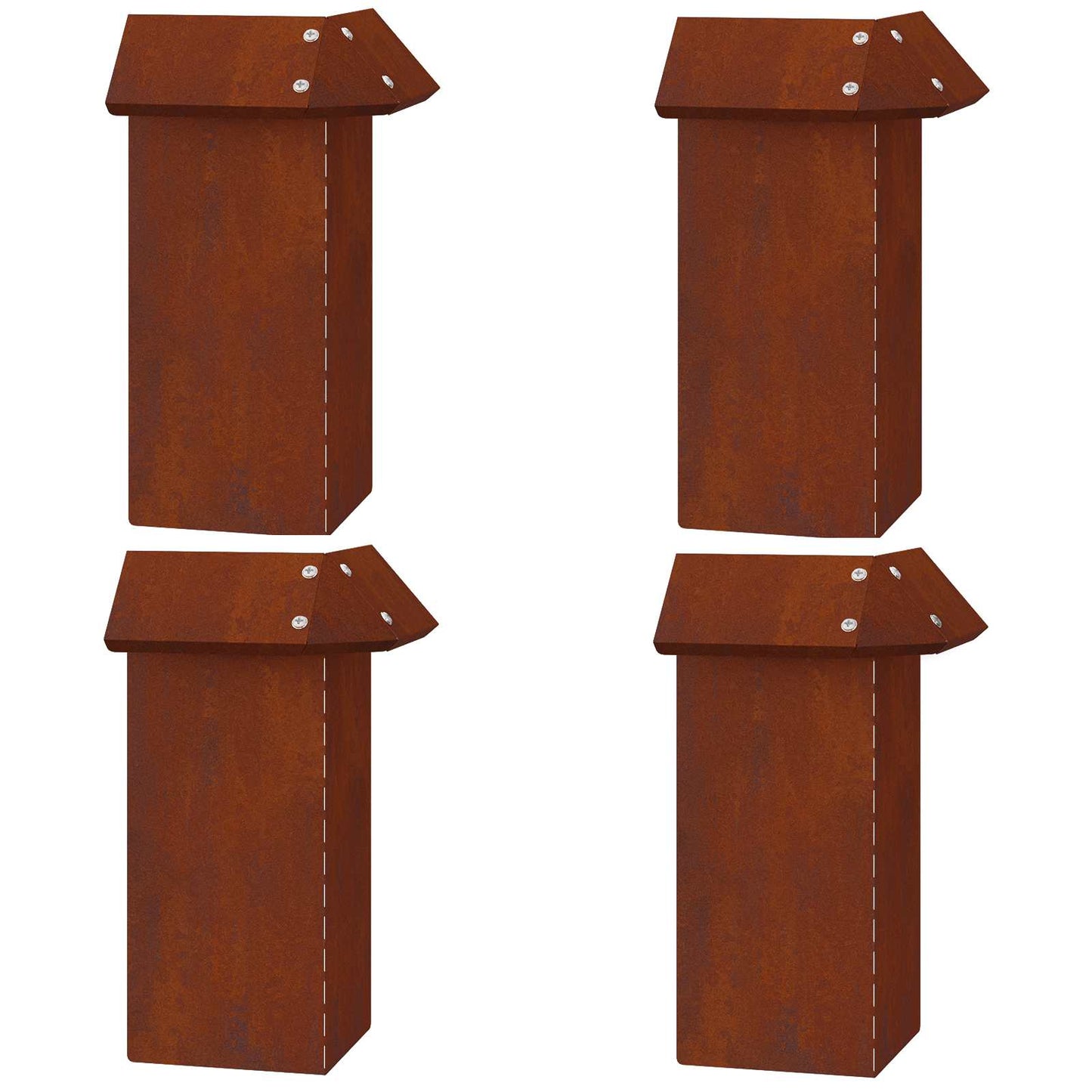 Slakkenhekje 4 pcs Roestig 13,5 x 13,5 x 25 cm Cortenstaal