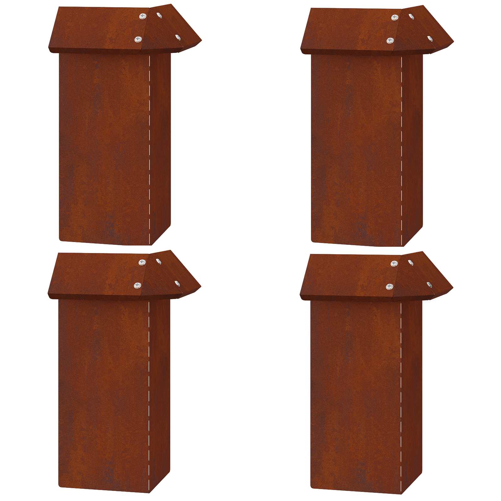 Slakkenhekje 4 pcs Roestig 13,5 x 13,5 x 25 cm Cortenstaal