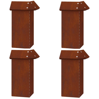 Slakkenhekje 4 pcs Roestig 13,5 x 13,5 x 25 cm Cortenstaal