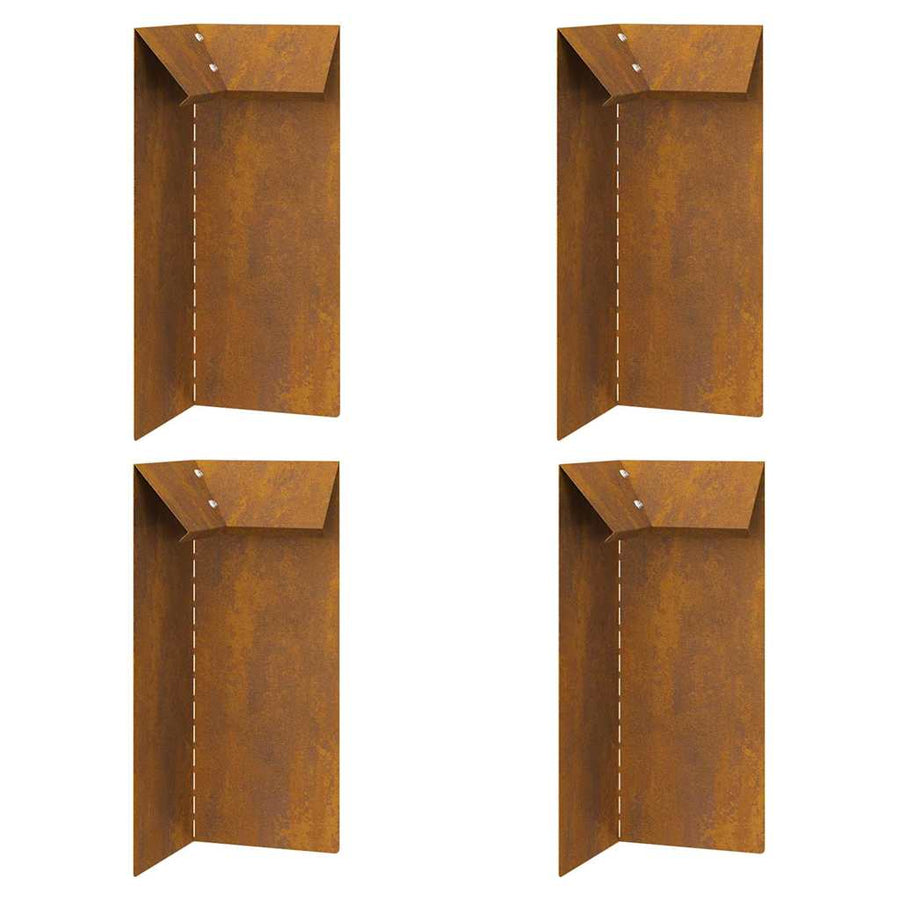 Slakkenhekje 4 pcs Roestig 10 x 10 x 25 cm Cortenstaal