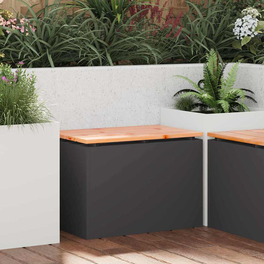 Tuinbank Zwart 60 x 40 x 43 cm Massief douglas hout en staal