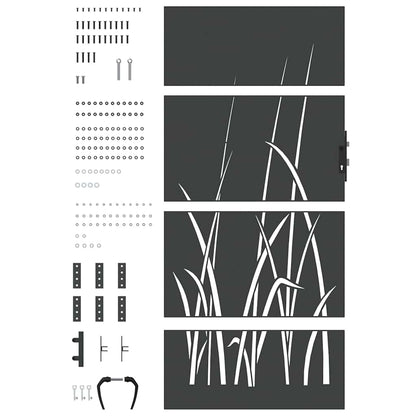 Tuinpoort Met Slot Zwart Poedergecoat Staal 85 x 175 cm