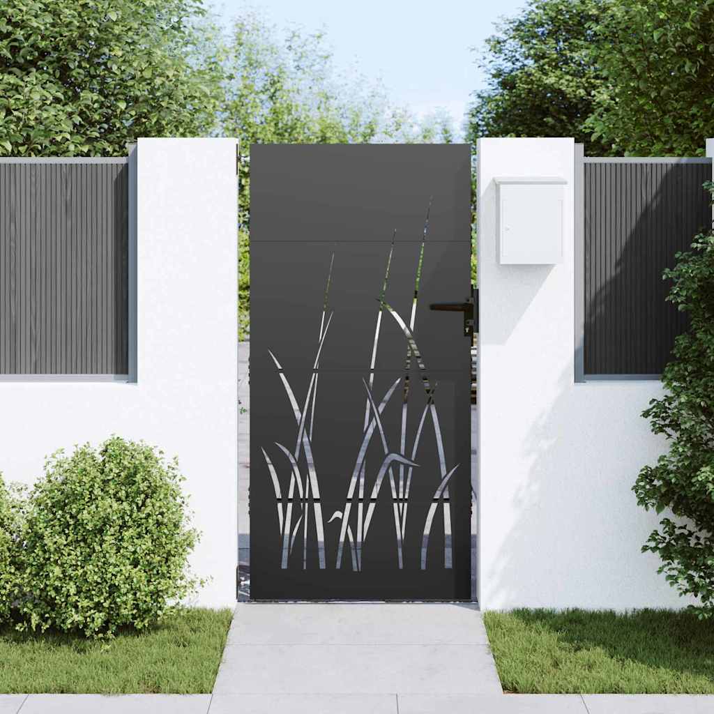 Tuinpoort Met Slot Zwart Poedergecoat Staal 85 x 175 cm