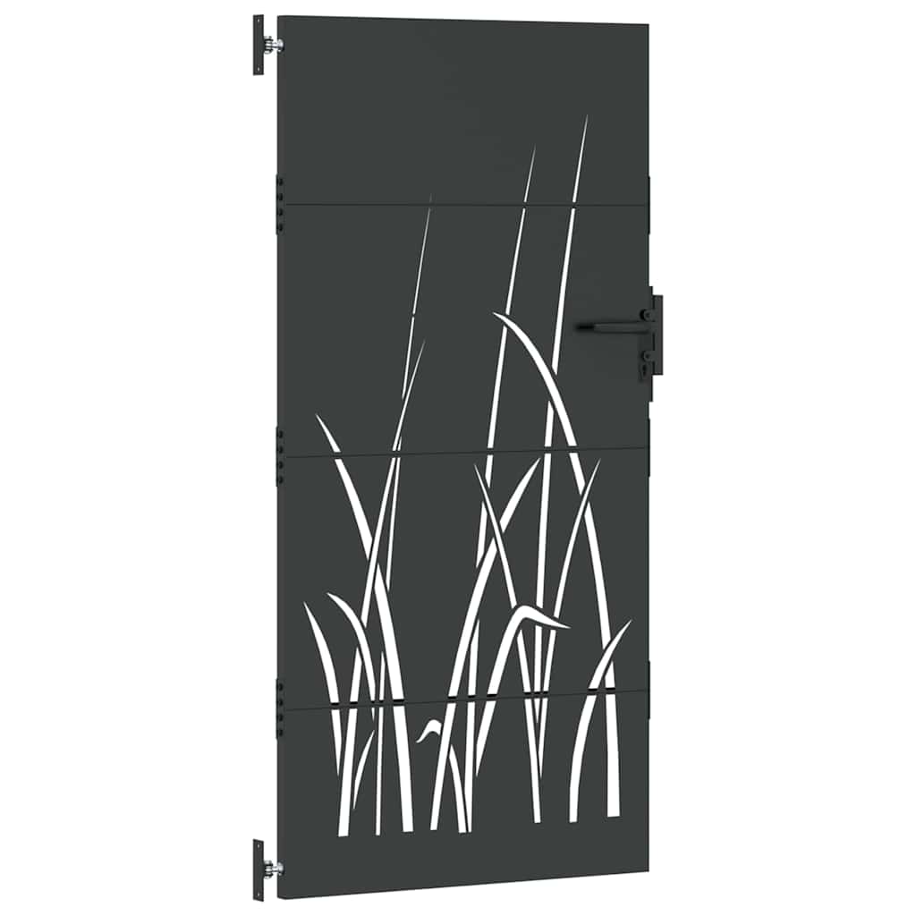 Tuinpoort Met Slot Zwart Poedergecoat Staal 85 x 175 cm
