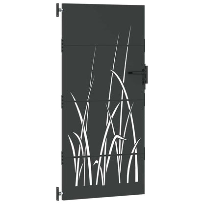 Tuinpoort Met Slot Zwart Poedergecoat Staal 85 x 175 cm