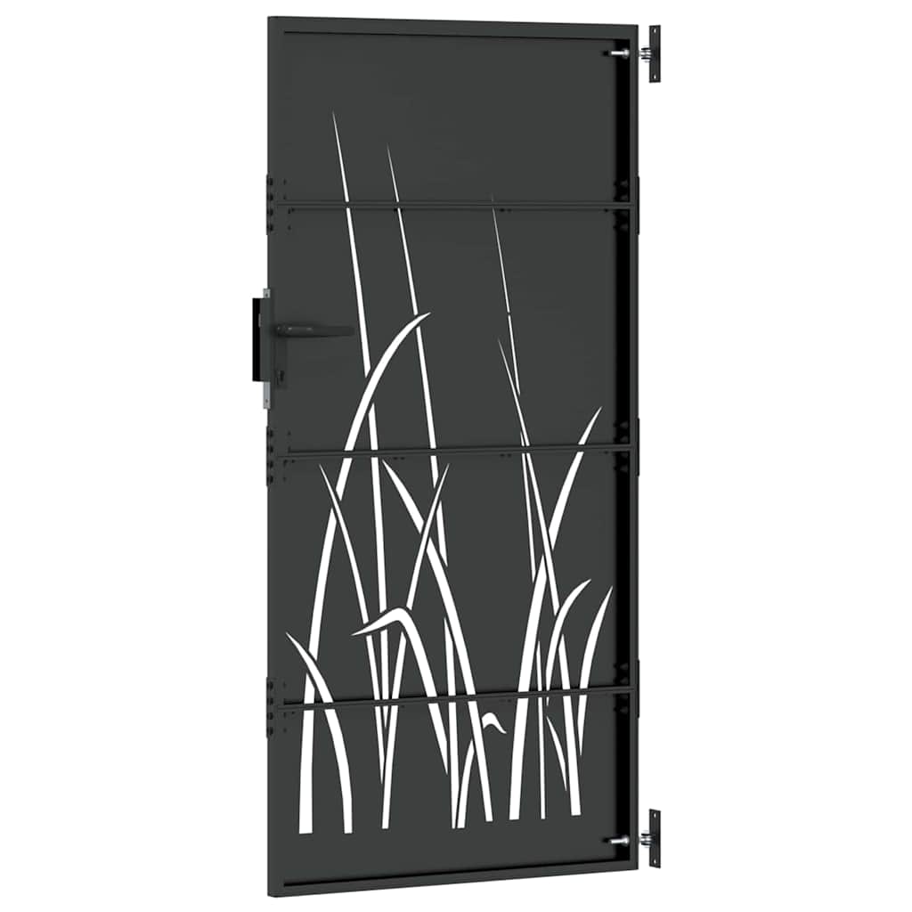 Tuinpoort Met Slot Zwart Poedergecoat Staal 85 x 175 cm