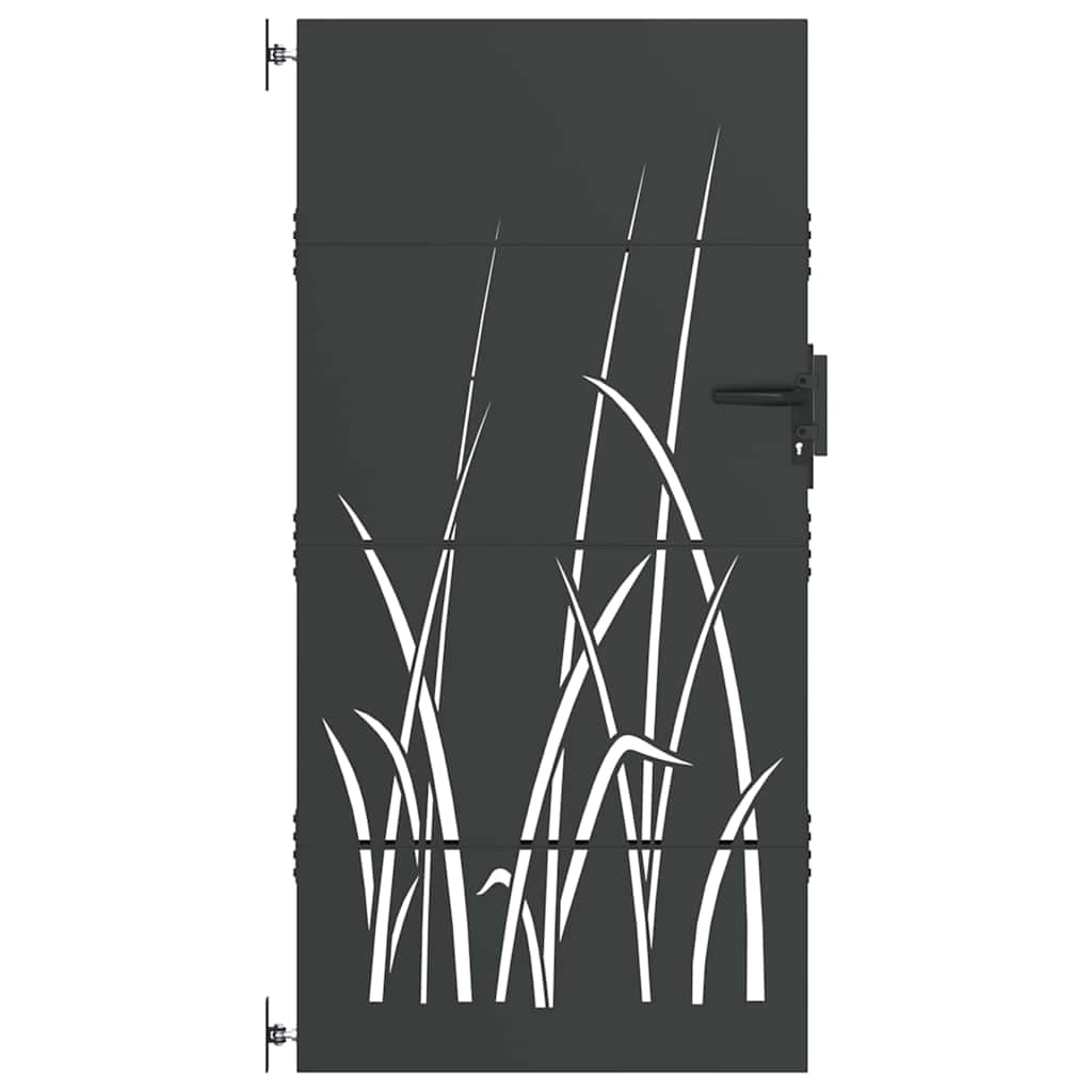 Tuinpoort Met Slot Zwart Poedergecoat Staal 85 x 175 cm