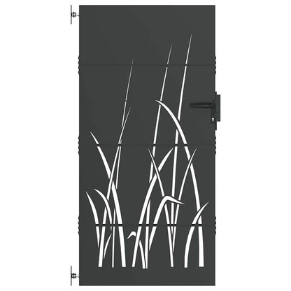 Tuinpoort Met Slot Zwart Poedergecoat Staal 85 x 175 cm