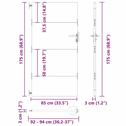 Tuinpoort Met Slot Poedergecoat Staal 85 x 175 cm