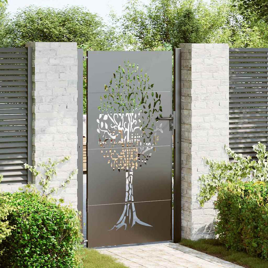 Tuinpoort Met Slot 110 X 180 Cm Poedergecoat Staal 100 x 175 cm