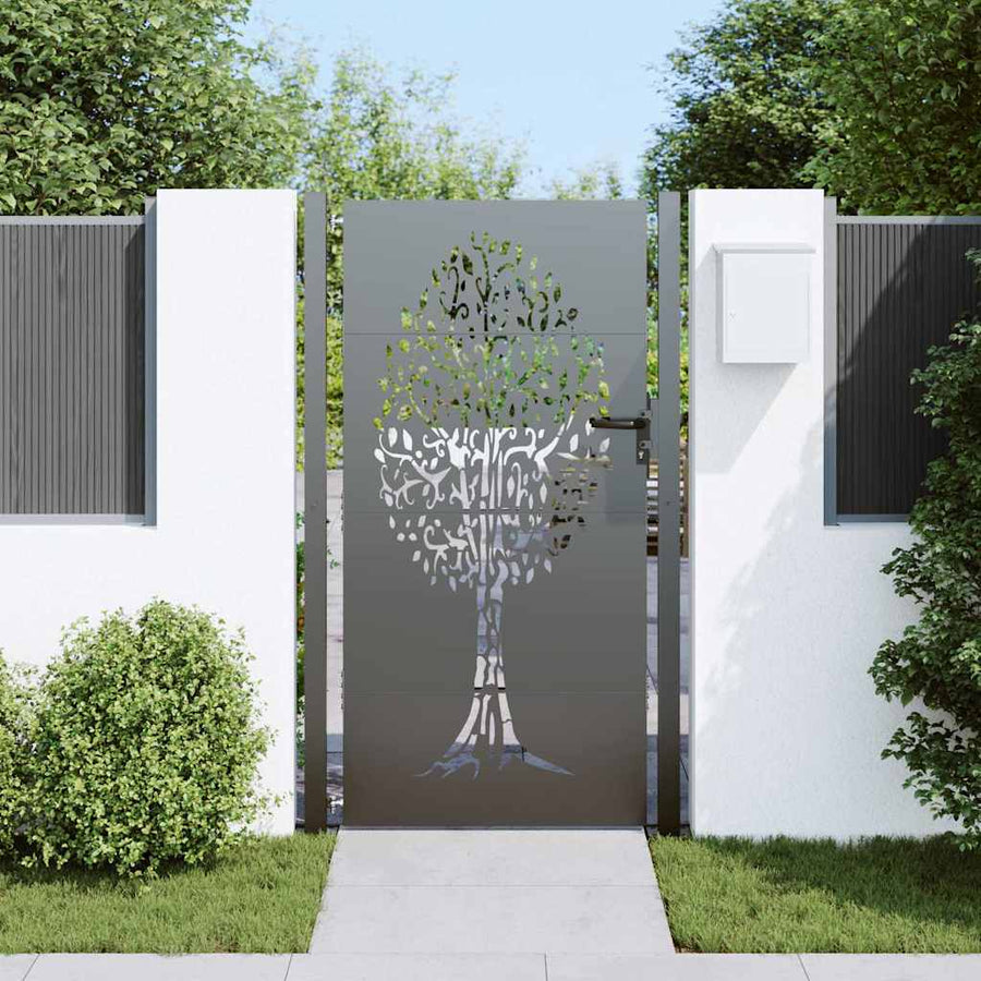 Tuinpoort Met Slot 110 X 180 Cm Poedergecoat Staal 100 x 175 cm