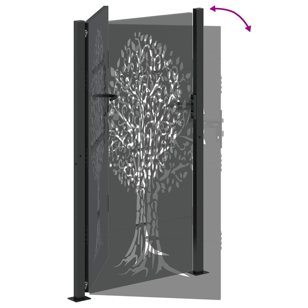 Tuinpoort Met Slot 110 X 180 Cm Poedergecoat Staal 100 x 175 cm