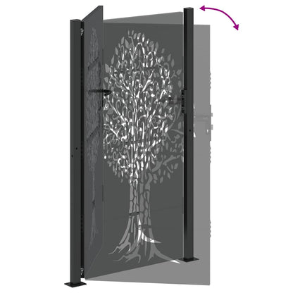 Tuinpoort Met Slot 110 X 180 Cm Poedergecoat Staal 100 x 175 cm