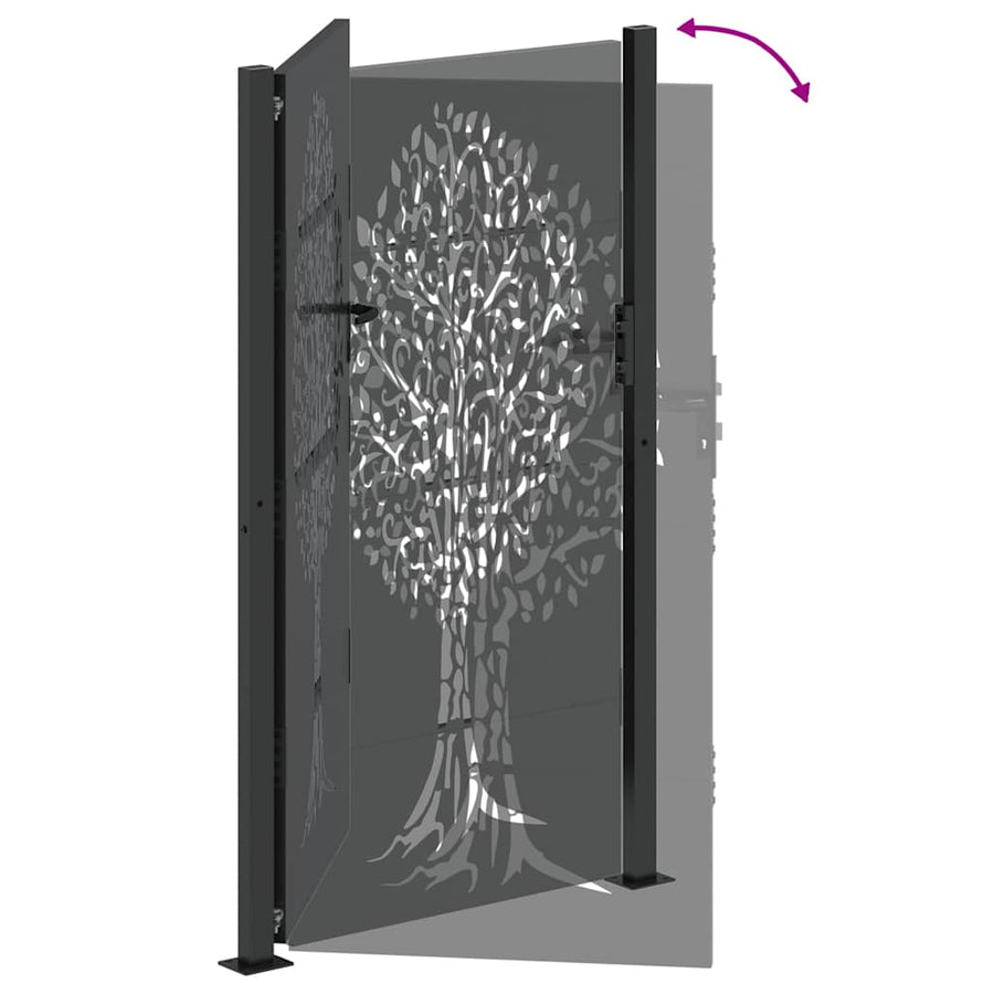 Tuinpoort Met Slot 110 X 180 Cm Poedergecoat Staal 100 x 175 cm