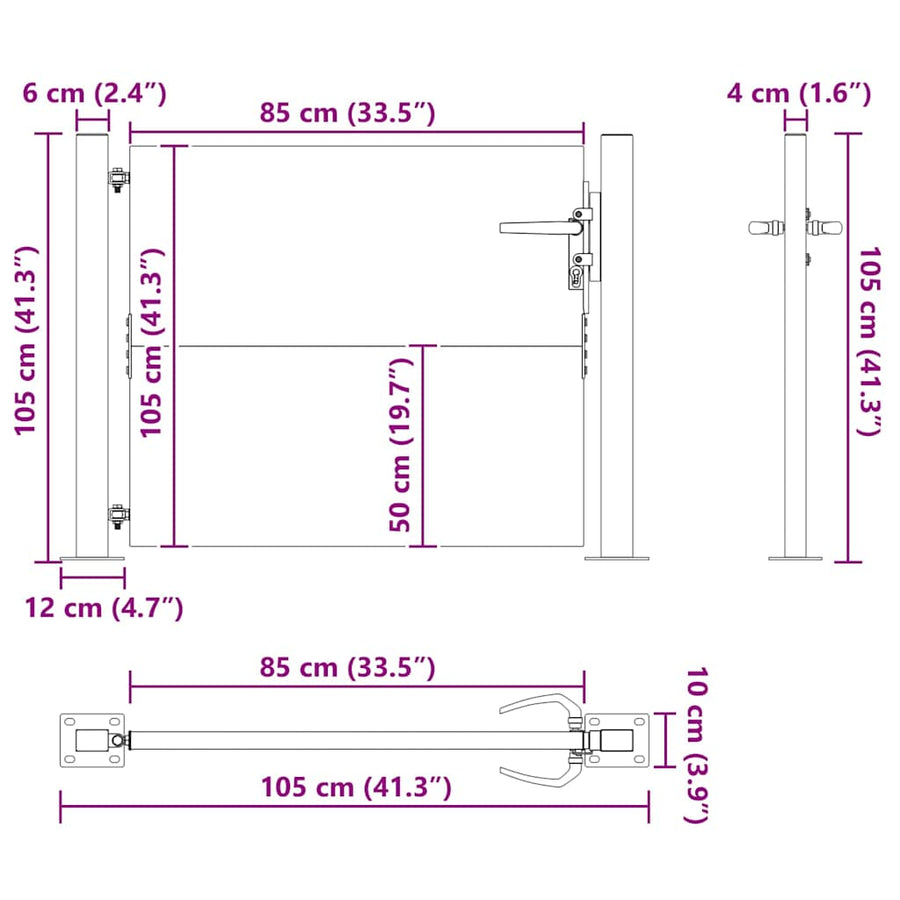 Tuinpoort Met Slot 85 X 105 Cm Gepoedercoat Staal 100 x 100 cm