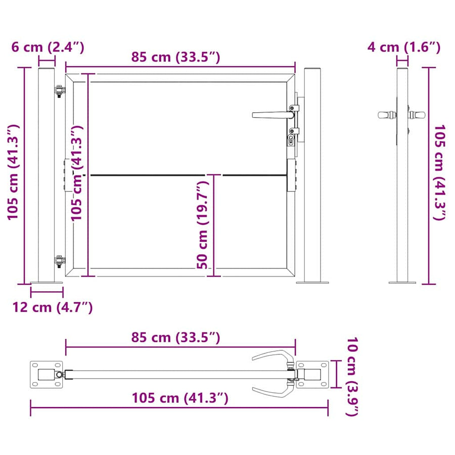 Tuinpoort Met Slot 110 X 105 Cm Gepoedercoat Staal
