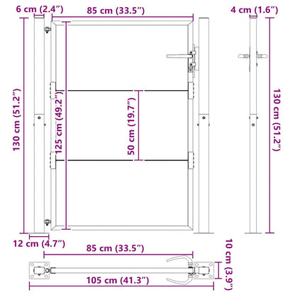 Tuinpoort met slot Zwart 110 x 130 cm Gepoedercoat staal