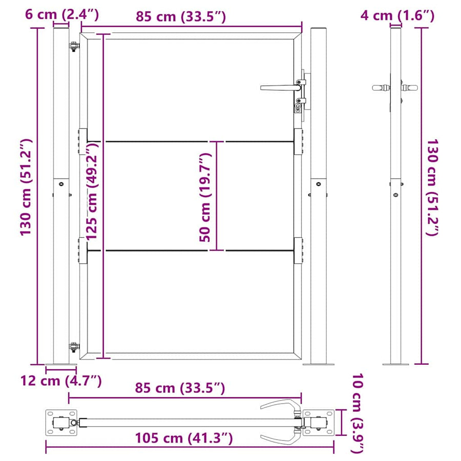 Tuinpoort met slot Zwart 110 x 130 cm Gepoedercoat staal