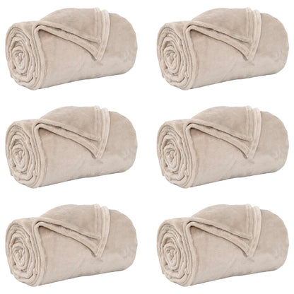 Kleden 6 stuks Beige 240 x 270 cm Fleece