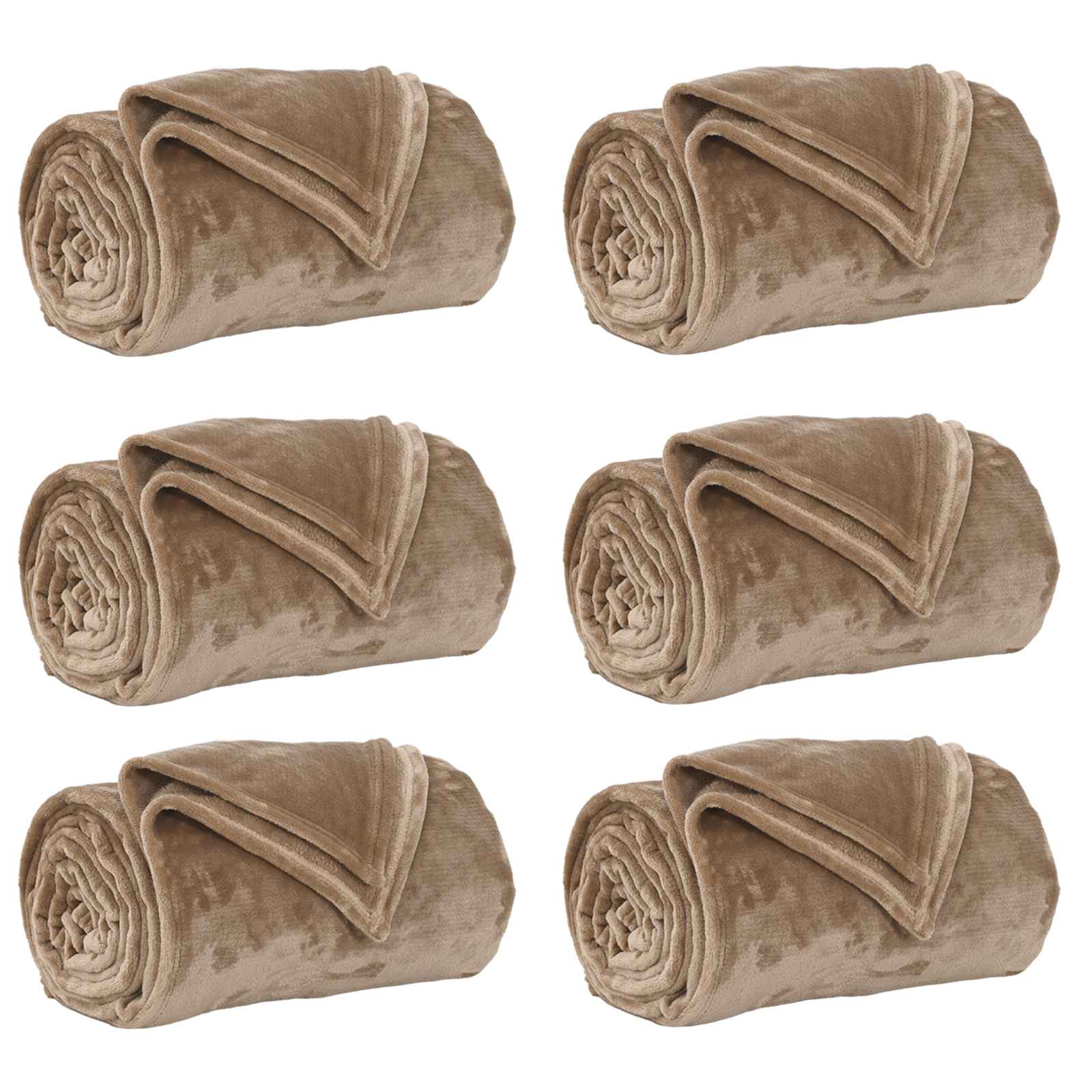 Kleden 6 stuks Kameel 240 x 270 cm Fleece