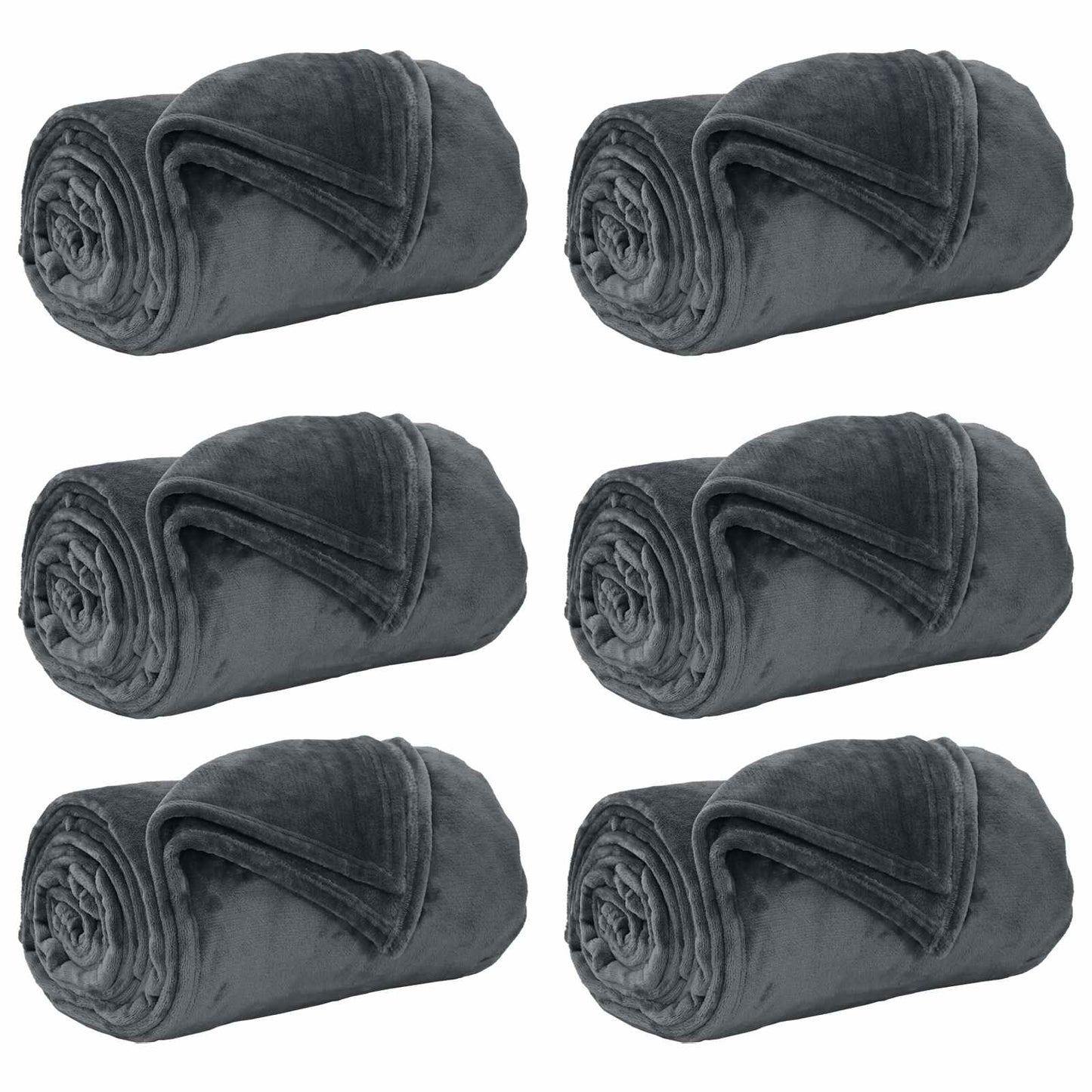 Kleden 6 stuks Donkergrijs 130 x 150 cm Fleece