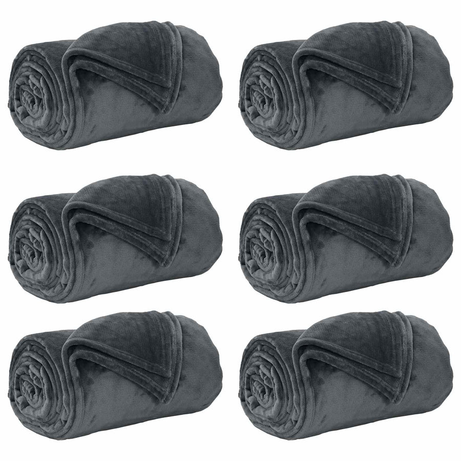 Kleden 6 stuks Donkergrijs 130 x 150 cm Fleece