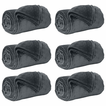 Kleden 6 stuks Donkergrijs 150 x 200 cm Fleece