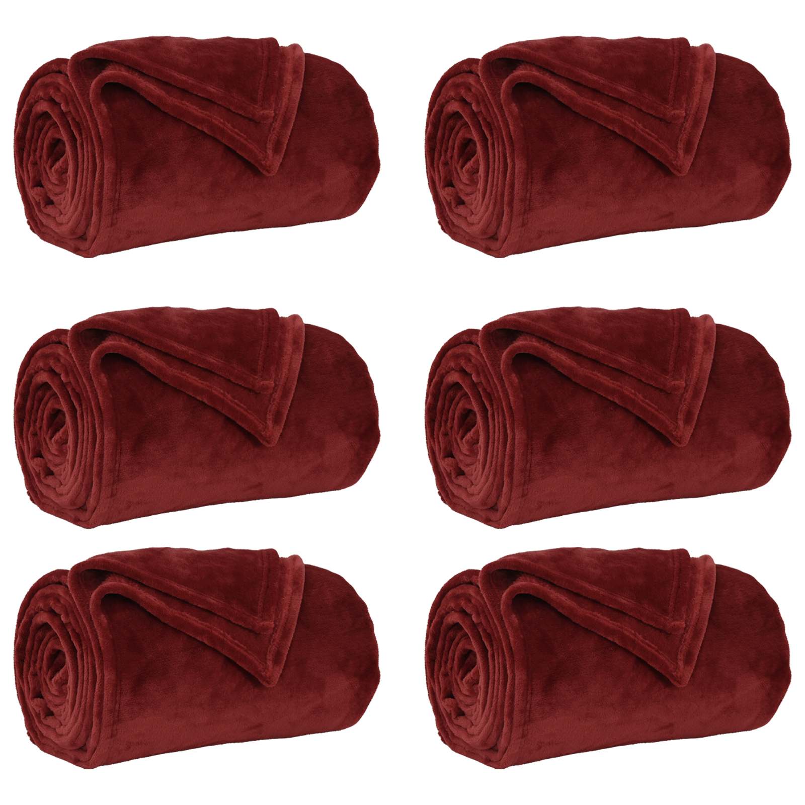 Kleden 6 stuks Bordeaux Rood 130 x 150 cm Fleece