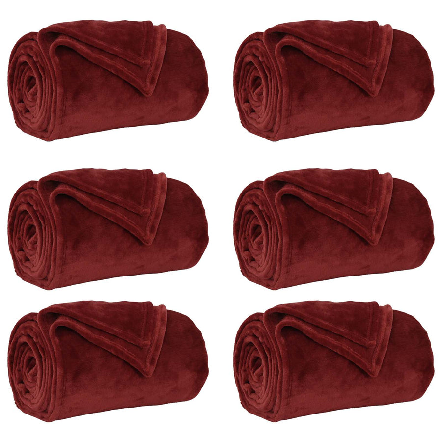 Kleden 6 stuks Bordeaux Rood 150 x 200 cm Fleece