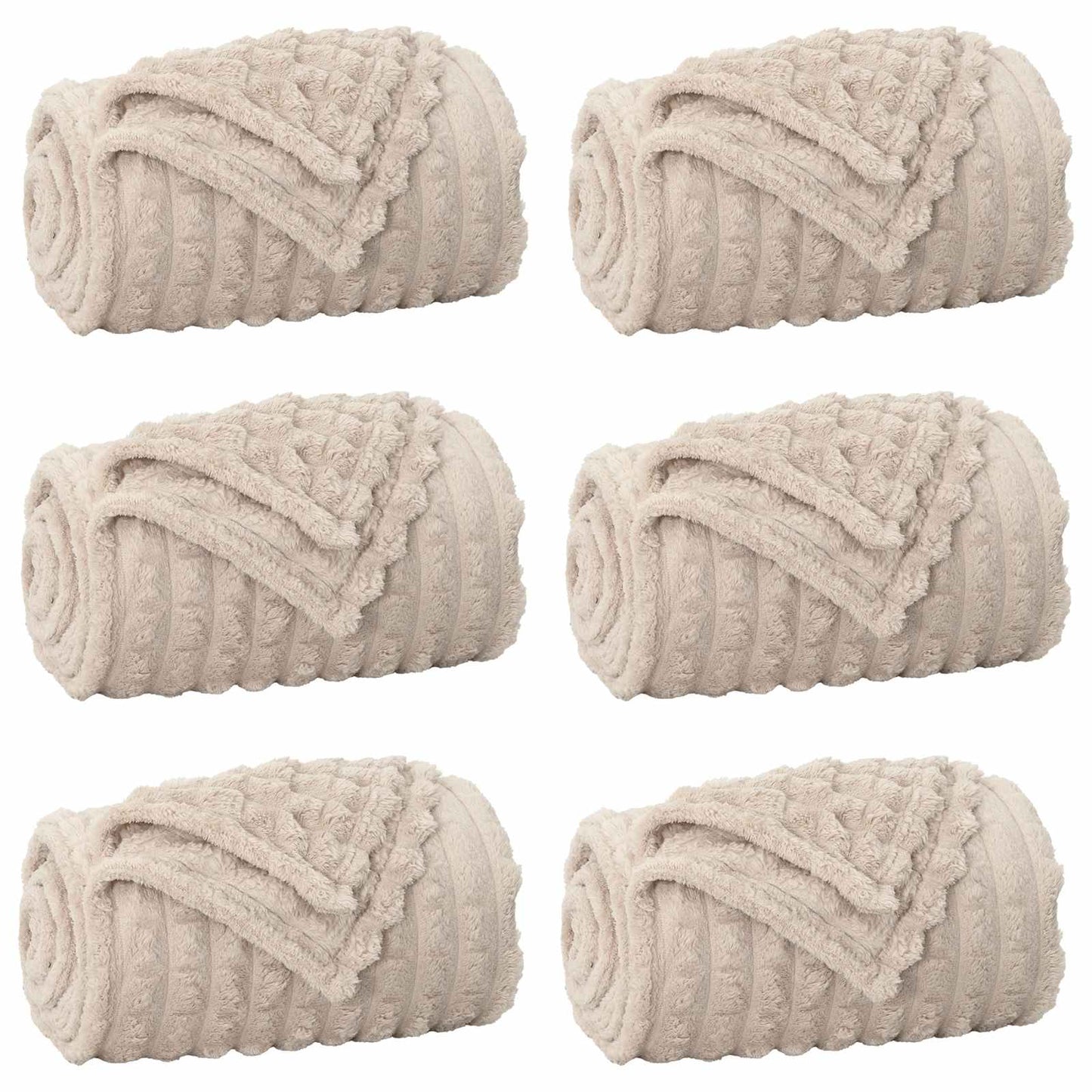 Kleden 6 stuks Beige 240 x 220 cm Fleece