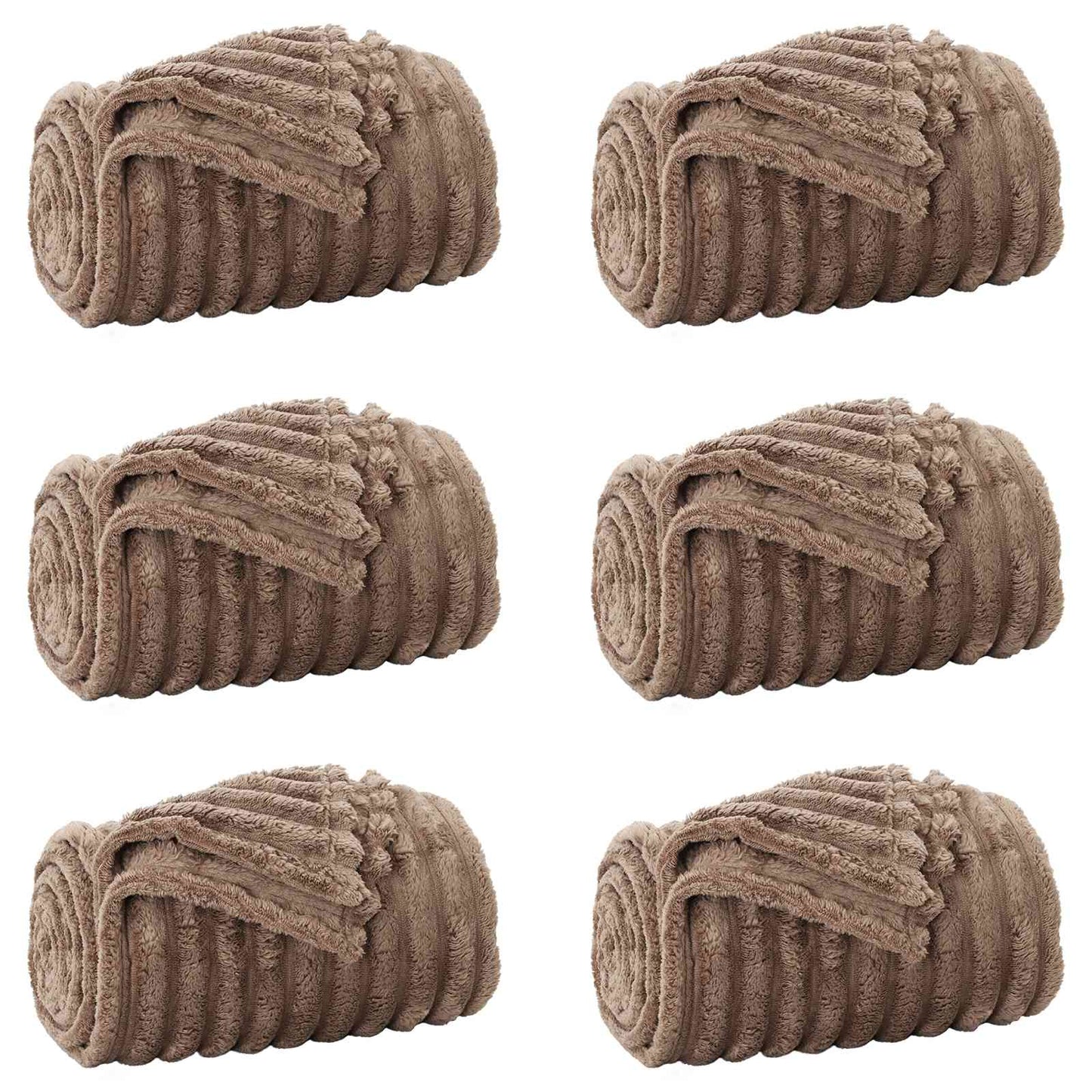 Kleden 6 stuks Kameel 200 x 150 cm Fleece